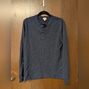 J Crew Long Sleeve Medium Button  Up Navy Blue Cotton Shirt Men's